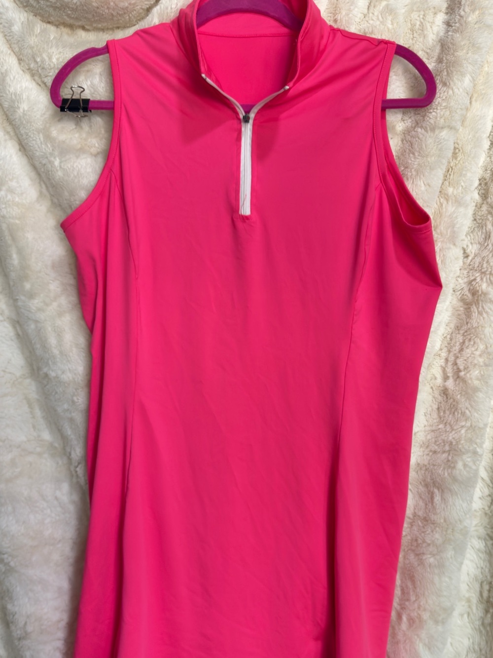 Women's Sleeveless Mock Neck Golf Polo dress - Hot Pink